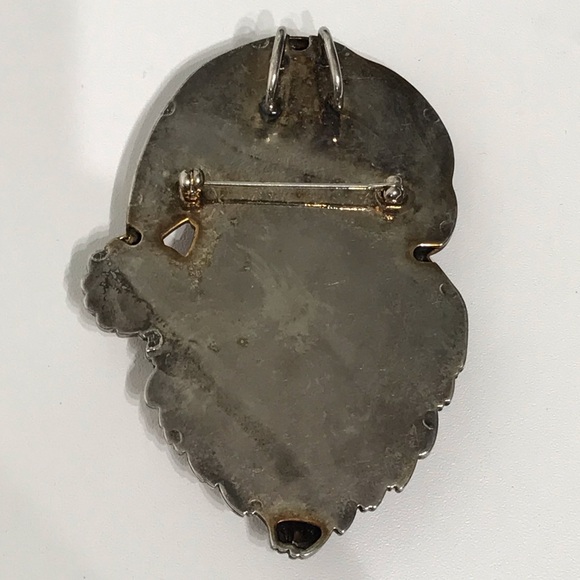 Vintage Unsigned Best Silver Classic Santa Oversized Large Head Brooch Pendant - Picture 7 of 13